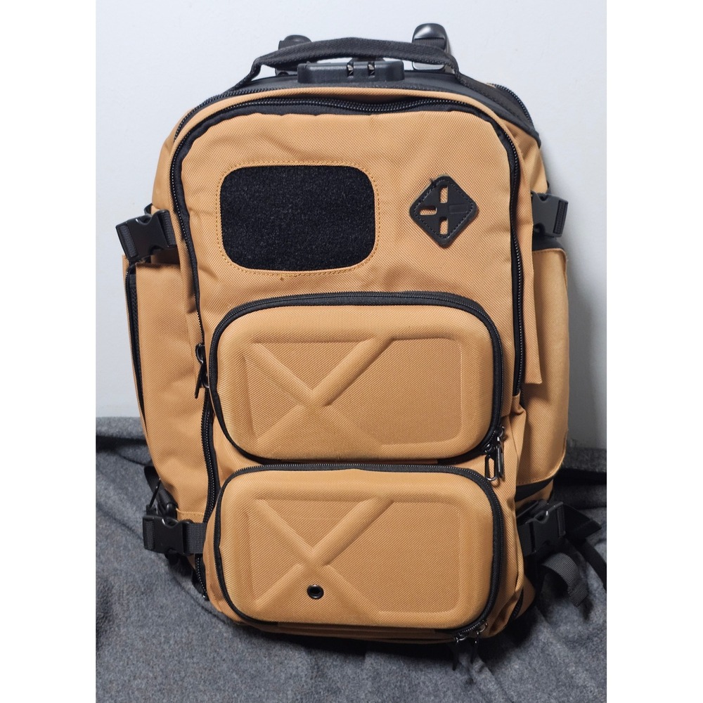 OZUKO 9309 Tactical Backpack Tan Black Laptop Travel Bag with Lock EUC